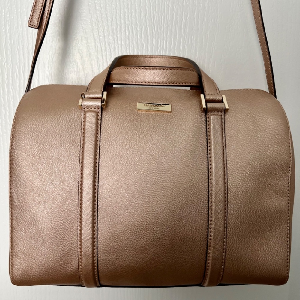 Kate Spade Leather Newbury Lane Cassie Satchel in Rose Gold
